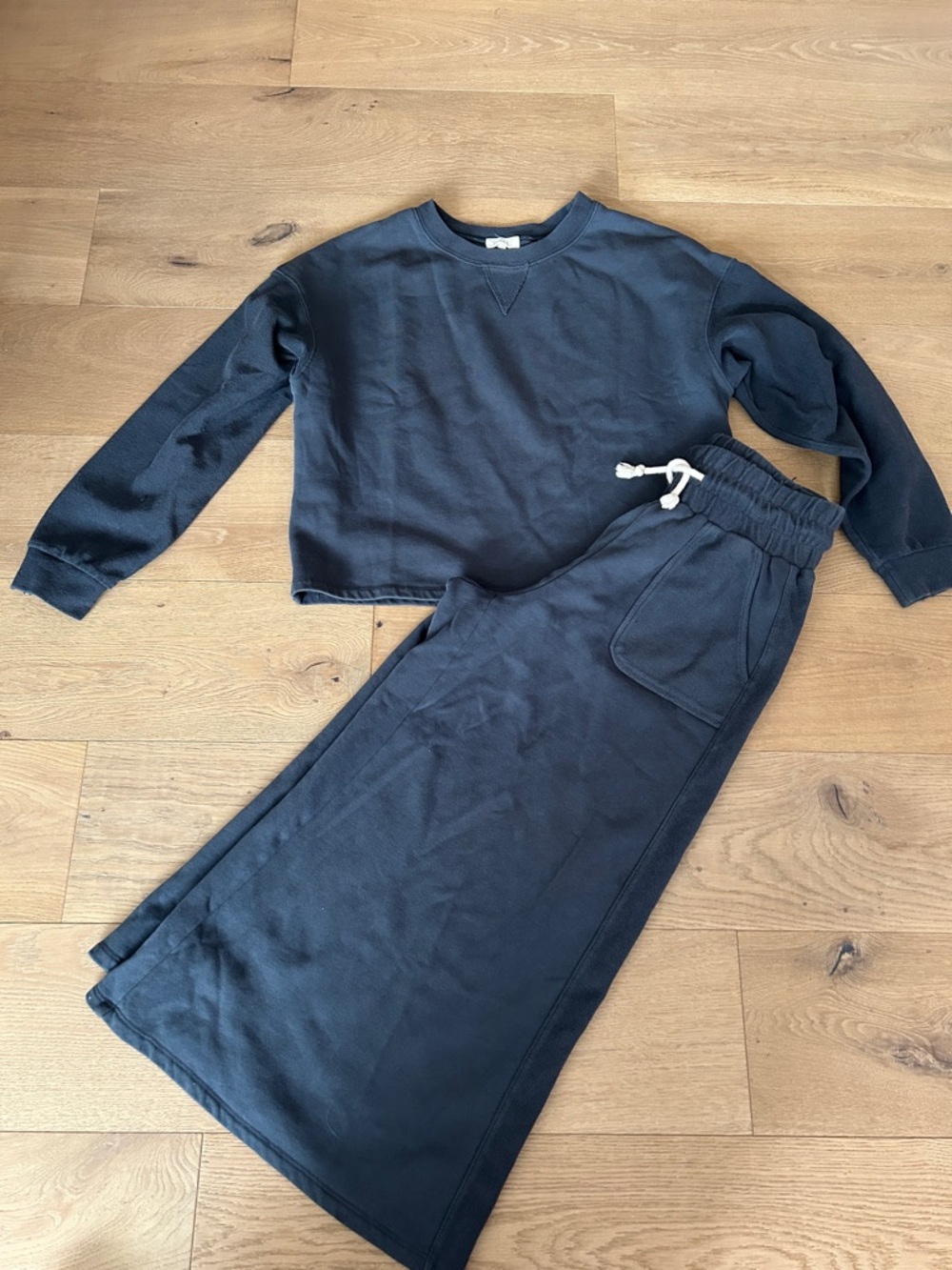 Roolee Black Cropped Sweatshirt & Wide Leg Lounge Set